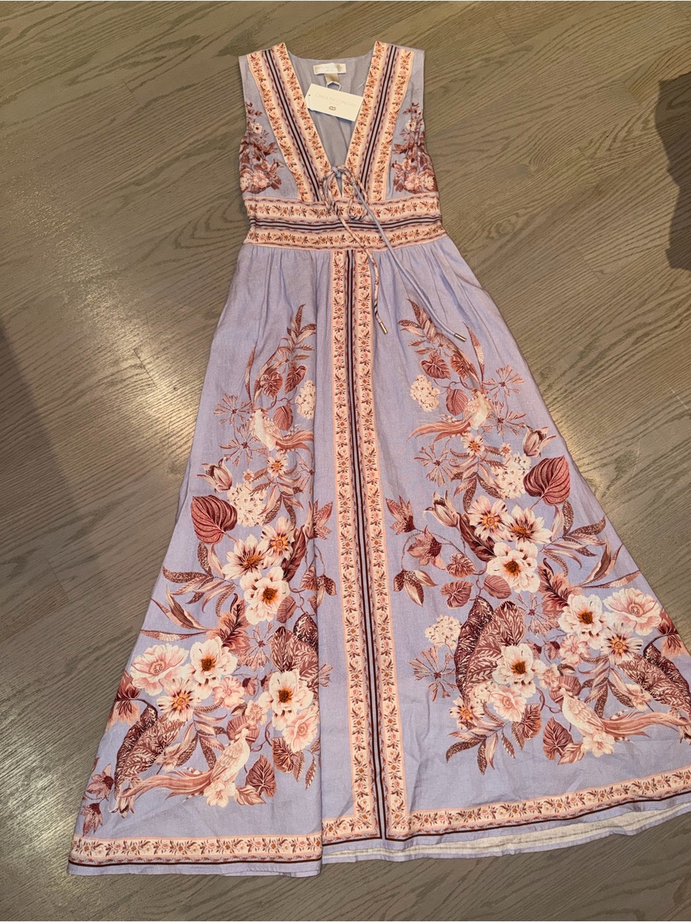 Caroline Constas Lavender Floral Maxi Dress sz XS